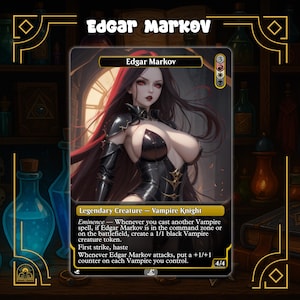 Carte MTG Edgar Markov | Orica personnalisé inspiré des dessins animés pour les ponts Magic The Gathering Commander, oeuvres d'art Waifu, jetons vampire
