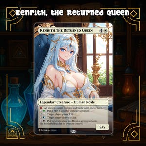 Kenrith, la Regina Ritornata - Carta MTG / Orica ispirata agli anime con esclusiva grafica Waifu per mazzi Commander e collezionisti