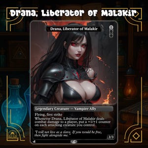 Carte de procuration MTG Waifu de Drana, libérateur de Malakir - pour le pont du commandant - art vampire personnalisé inspiré de l'anime