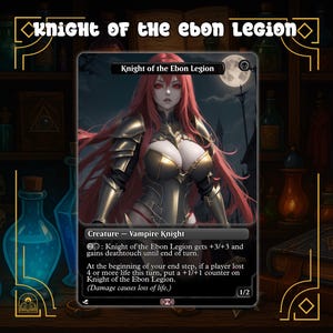 Carte MTG Chevalier de la Légion d'ébène | Orica inspirée des animes pour MTG Commander Deck | Oeuvre d'art Waifu pour la collection Vampire