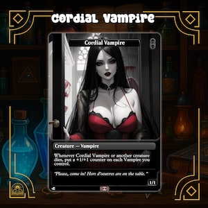 Cordial Vampire MTG-kaart | Op anime geïnspireerde MTG Orica | Exclusief Waifu-kunstwerk voor Commander Decks