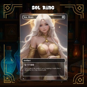 Sol Ring MTG de procuration | Orica personnalisée inspirée des animes avec oeuvre d'art Waifu | Parfait pour les decks Commander et pour augmenter le mana