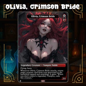Olivia, Crimson Bride Magic The Gathering Waifu Proxy Karte - für Kommandant Deck - Anime-inspirierte benutzerdefinierte Vampirkunst