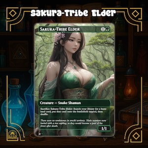 Carte de procuration MTG d'aîné de la tribu Sakura | MTG Orica inspiré des dessins animés | Art Waifu personnalisé pour les decks Commander et les collectionneurs