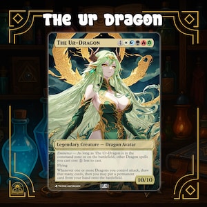 Carta proxy Ur-Dragon MTG / Carta personalizzata MTG Commander ispirata agli anime / Illustrazione Waifu dell'edizione da collezione