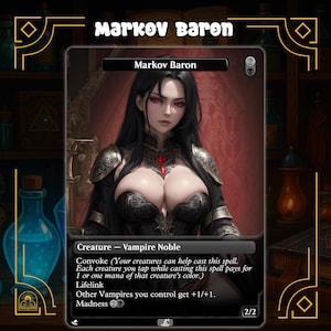 Markov Baron MTG-kaart | Op anime geïnspireerde MTG Orica | Exclusief Waifu-kunstwerk voor Commander Decks