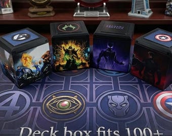 Deck Box Super Heroes –  TCG Cards. 60/120+ double sleeved. Optional sound module!