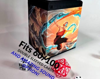 Caja para mazos de Avatar: La Leyenda de Aang – Cartas TCG. 60/120+ cartas con doble funda. ¡Módulo de sonido opcional!