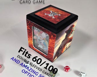 Caja para mazos One Piece - PORTGAS – Cartas TCG. 60/120+ con doble funda. ¡Módulo de sonido opcional!
