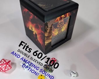 Caja para mazos de cartas de El Señor de los Anillos (TCG). 60/120+ cartas con doble funda. ¡Módulo de sonido opcional!