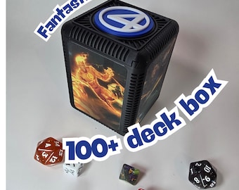 Deck Box Fantastic 4 –  for MTG, Pokémon, Lorcana, Yu-gi-oh & TCG Cards. 100+ double sleeved. Optional sound module! Marvel