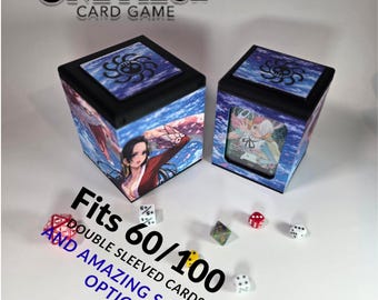 Caja para mazos de cartas de One Piece BOA HANCOCK – TCG. 60/120+ cartas con doble funda. ¡Módulo de sonido opcional!