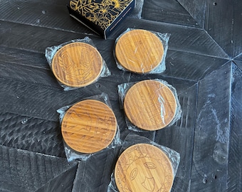 Juego de 5 posavasos Tiki exclusivos para empleados de Blizzard (2021) – Decoración de bar de bambú