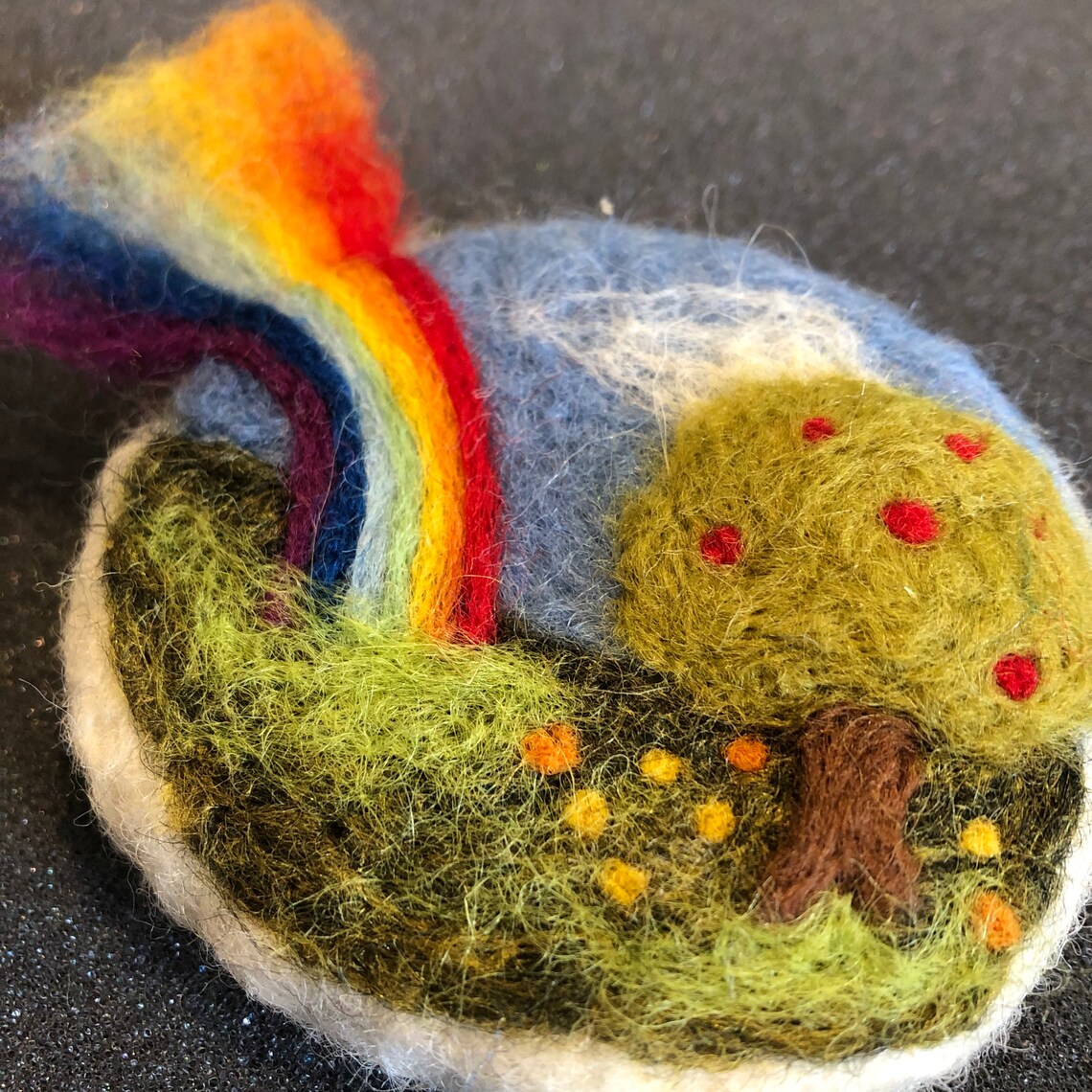 OOAK handmade needle felted rainbow brooch. Etsy