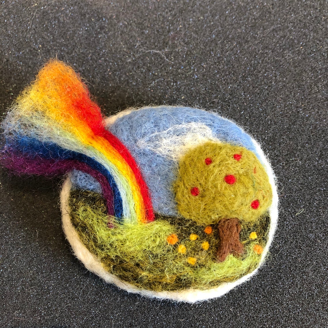 OOAK handmade needle felted rainbow brooch. Etsy