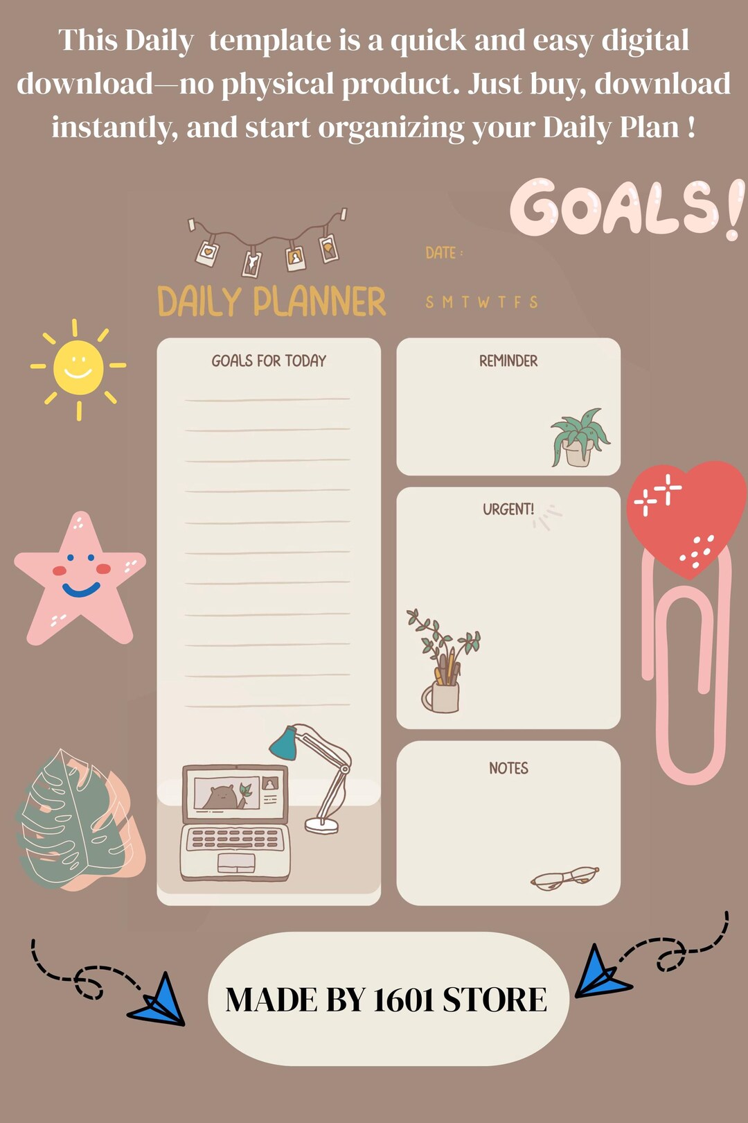 Minimalist Daily Planner Printable | Productivity Template | A4 Letter ...