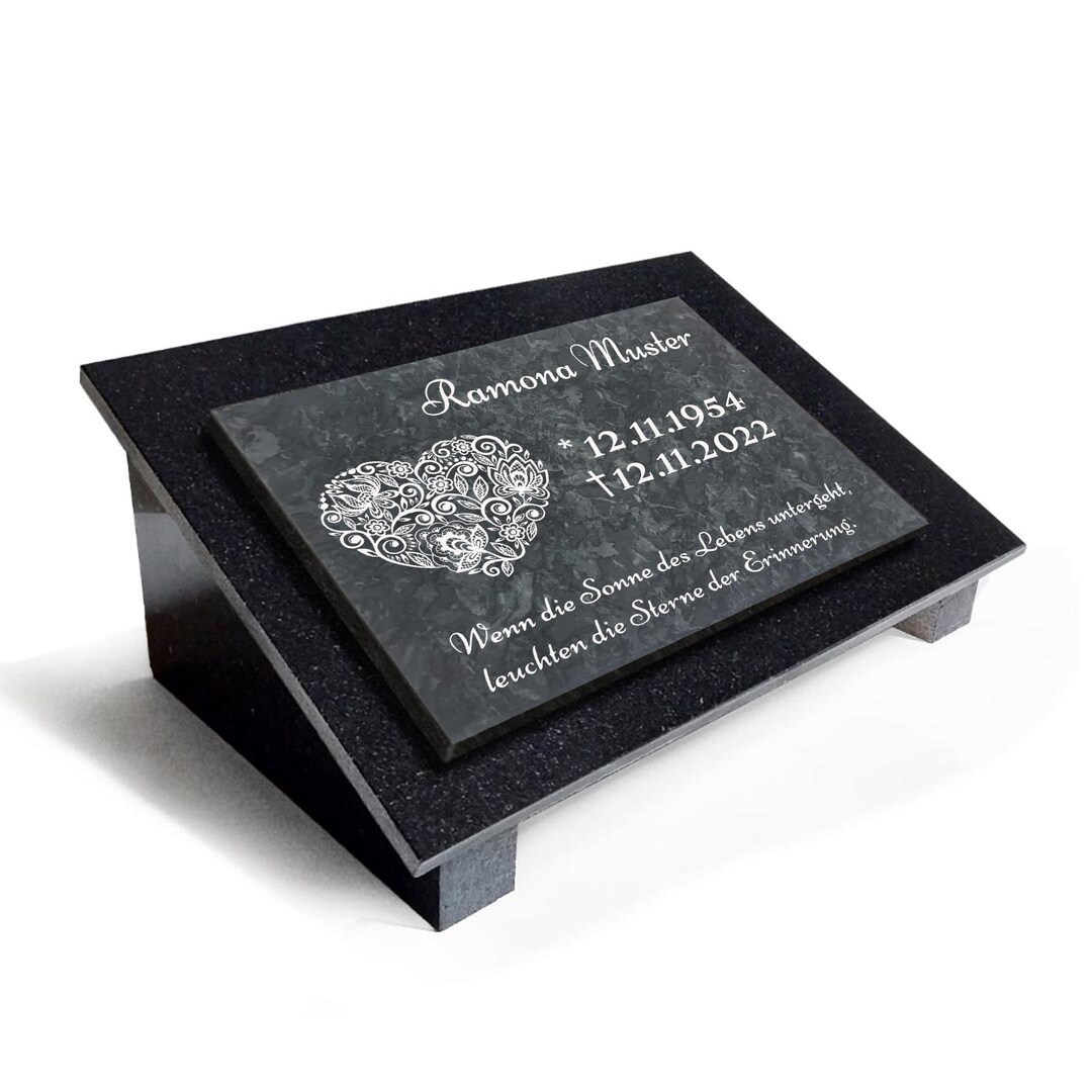 Grabmal Granite and Marble Grave Marker 40 X 30 Cm, Urn Gravestone, Motif and ...