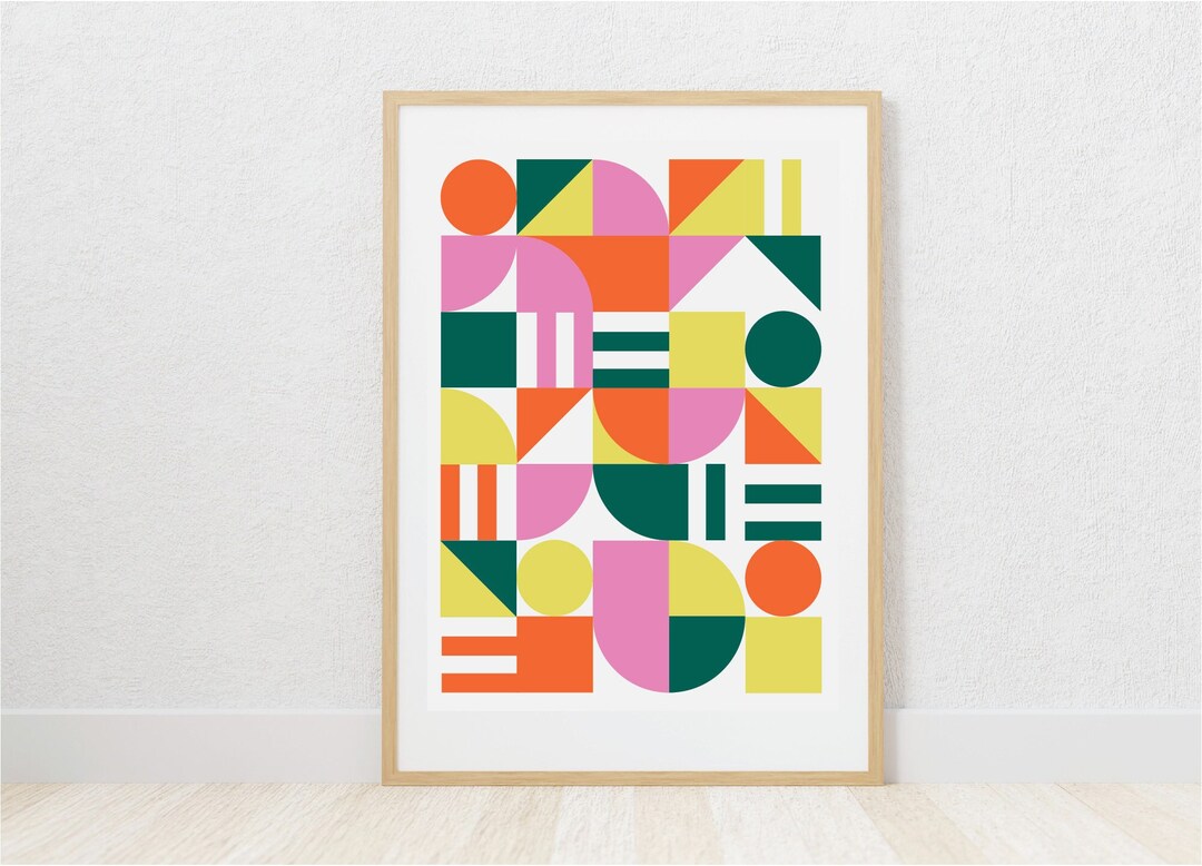 Bauhaus Geometric Art Print: Mid Century Modern Wall Decor (digital ...