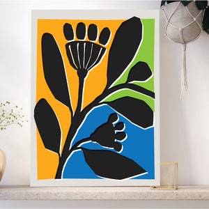 Simplistic black flower design, mid century decor wall art digital downloadable art print image 3