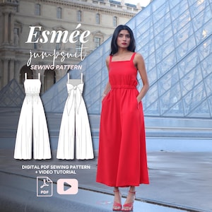 Esmée Jumpsuit Sewing Pattern: Wide-Leg, Bow Back (Digital PDF)