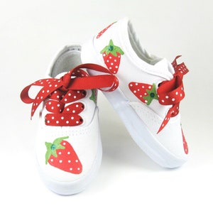Strawberry Shoes, Berry Sweet Birthday Sneakers Hand Painted For Baby or Toddler