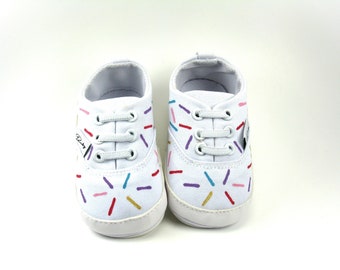 Sprinkle Crib Shoes, Hand Painted Candy Baby Sneakers