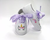 Unicorn Shoes, Hand Painted Birthday Party Sneakers for Baby or Toddler