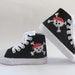 okiedokey reviewed Boys Pirate Shoes, Skull and Crossbones, Kids Black Hi Top Sneakers, Hand Painted for Baby or Toddler