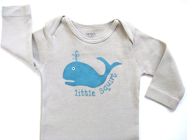 Whale Bodysuit with Little Squirt Ahoy It's a Boy image 2