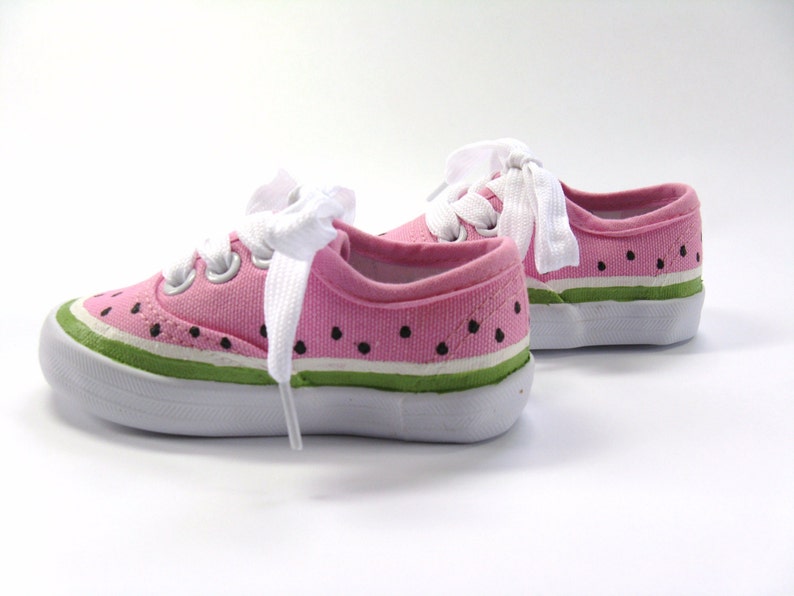 Watermelon Shoes, One in a Melon Pink Sneakers Hand Painted for Baby and Toddlers image 7