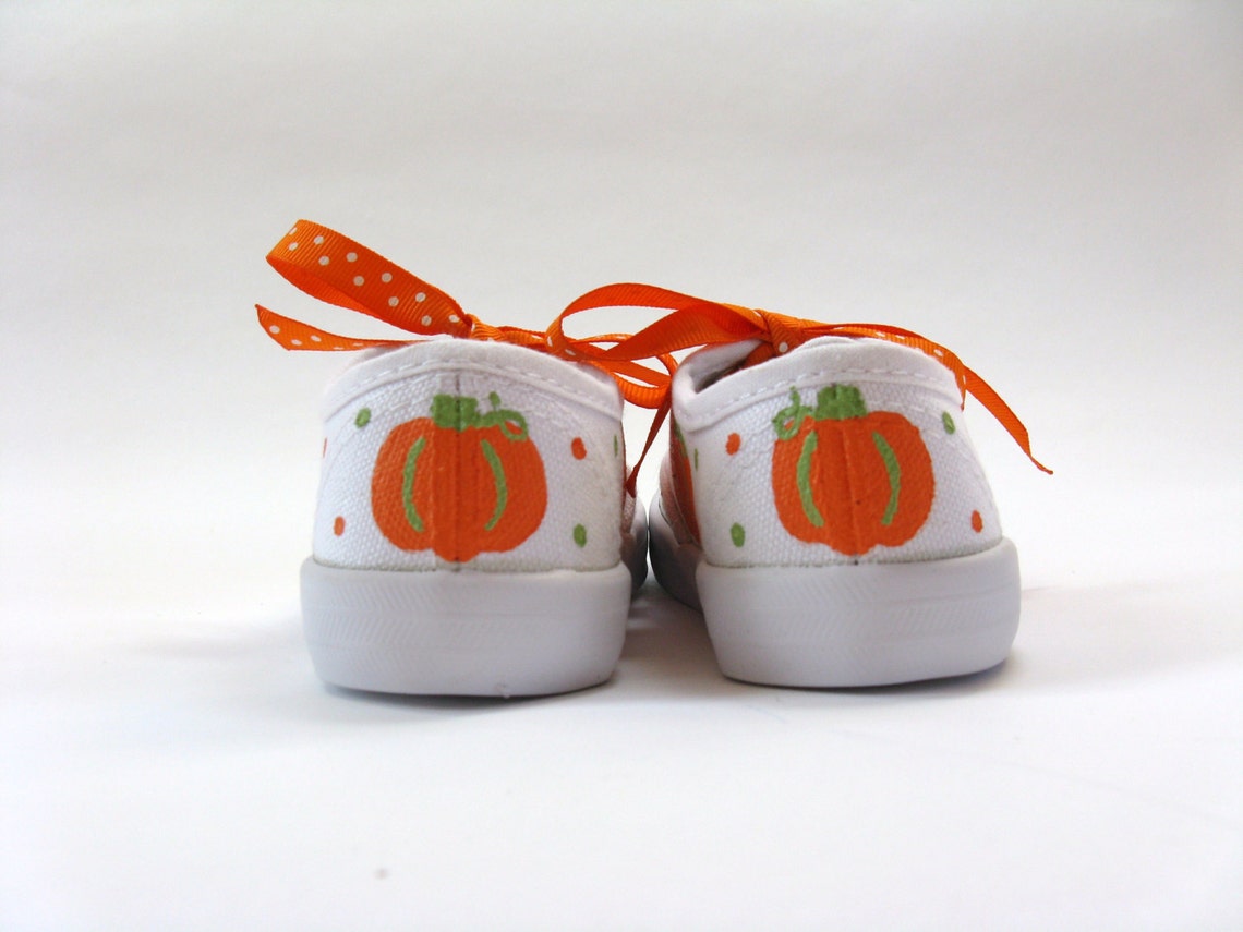 Orange Pumpkin Shoes Thanksgiving Sneakers Hand Painted for - Etsy
