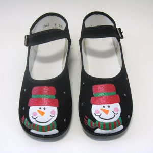 Christmas Snowman Shoes, Hand Painted Size 9 Toddler image 4