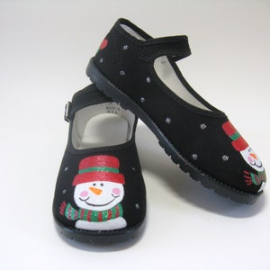 Christmas Snowman Shoes, Hand Painted Size 9 Toddler image 5