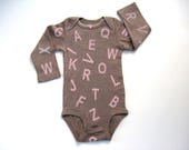 Alphabet Bodysuit, Hand Stamped ABC'S Infant One Piece