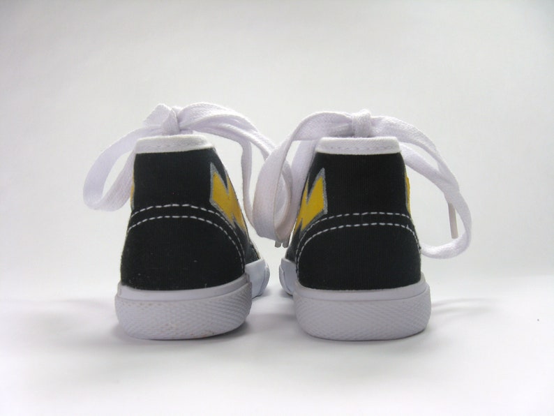 Hero Shoes with Lightning Bolt, Hand Painted Black Hi Top Baby Sneakers image 6