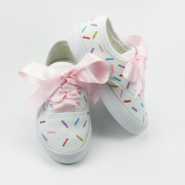 Sprinkle Shoes, Rainbow Candy Hand Painted Sneakers for Baby or Toddler