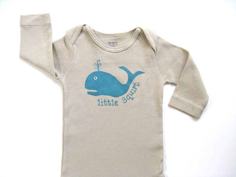 Whale Bodysuit with Little Squirt Ahoy It's a Boy image 1