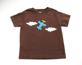 Airplane Shirt, Hand Painted Short Sleeve Cotton Top For Toddlers