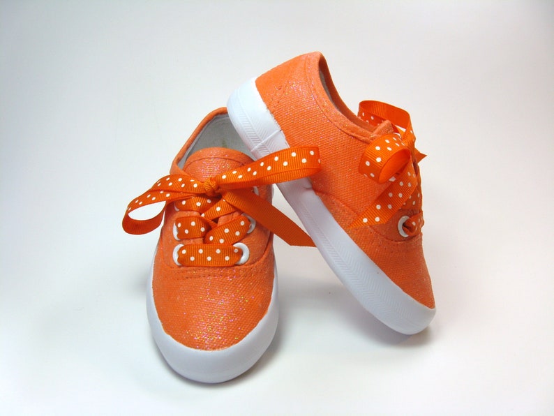 Orange Glitter Shoes Hand Painted 