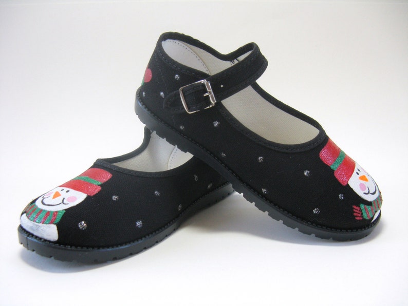 Christmas Snowman Shoes, Hand Painted Size 9 Toddler image 7