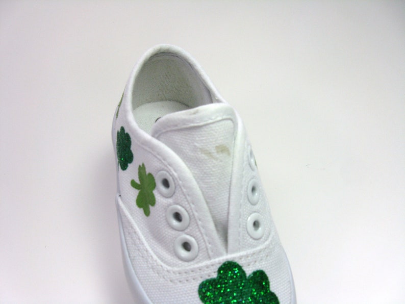 Imperfect and Reduced Price Saint Patrick/'s Day Sneakers Hand Painted for Toddlers Shamrock Shoes