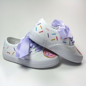 Donut Shoes with Candy Sprinkles Hand Painted on White Sneakers for Baby and Toddler image 6