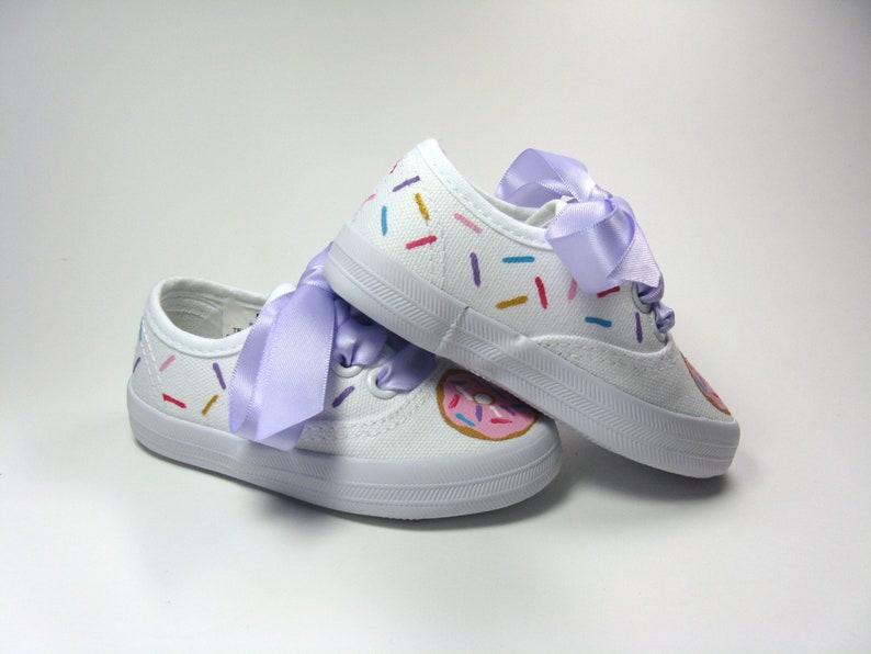 Donut Shoes with Candy Sprinkles Hand Painted on White Sneakers for Baby and Toddler image 6