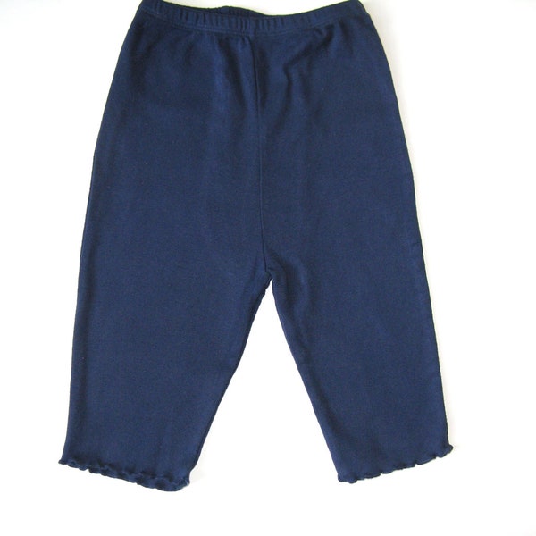 Baby Yoga Pants with Ruffle Edge, Hand Dyed Blue for Toddlers