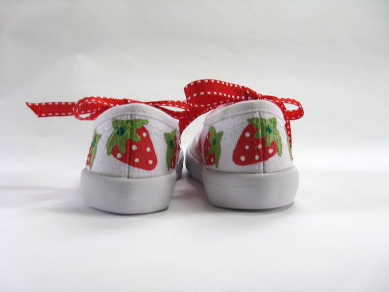 Strawberry Shoes Berry Sweet Birthday Sneakers Hand Painted image 3