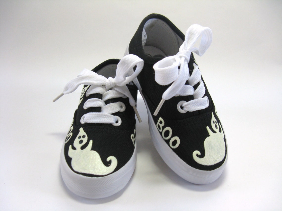 Boys Halloween Ghost Shoes Hand Painted Black Sneakers for Etsy