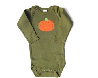 Orange Pumpkin Bodysuit, Thanksgiving One Piece Hand Painted and Hand Dyed