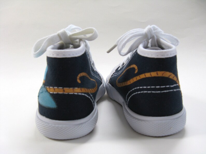 Cowboy Shoes Western Theme Navy Blue Hi Top Sneakers Hand image 2