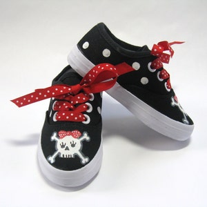 Girl's Pirate Shoes, Hand Painted Black Sneakers for Toddlers image 6