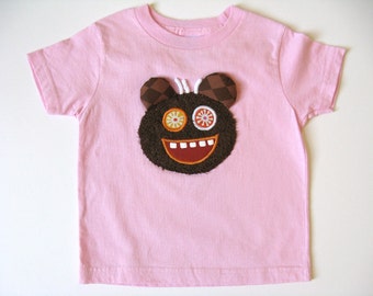 Cat T Shirt, Kitten Applique Patch on Toddler Pink Cotton Top
